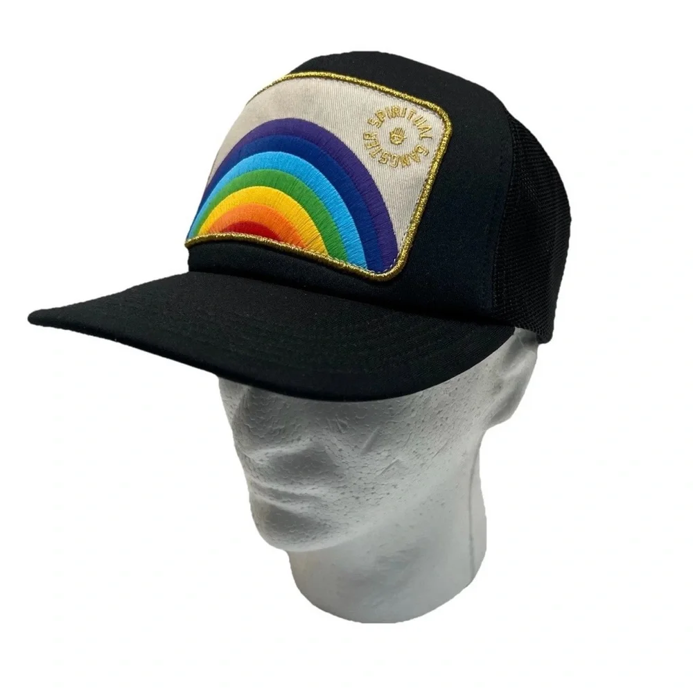 Spiritual Gangster Rainbow Trucker Hat Black Mesh Snapback OS - Picture 1 of 7